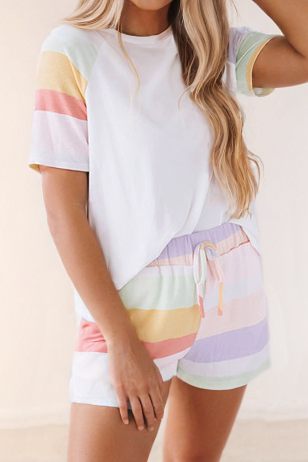 Rainbow Clashing Shirt and Short 2pcs Lounge Set - FINAL SALE