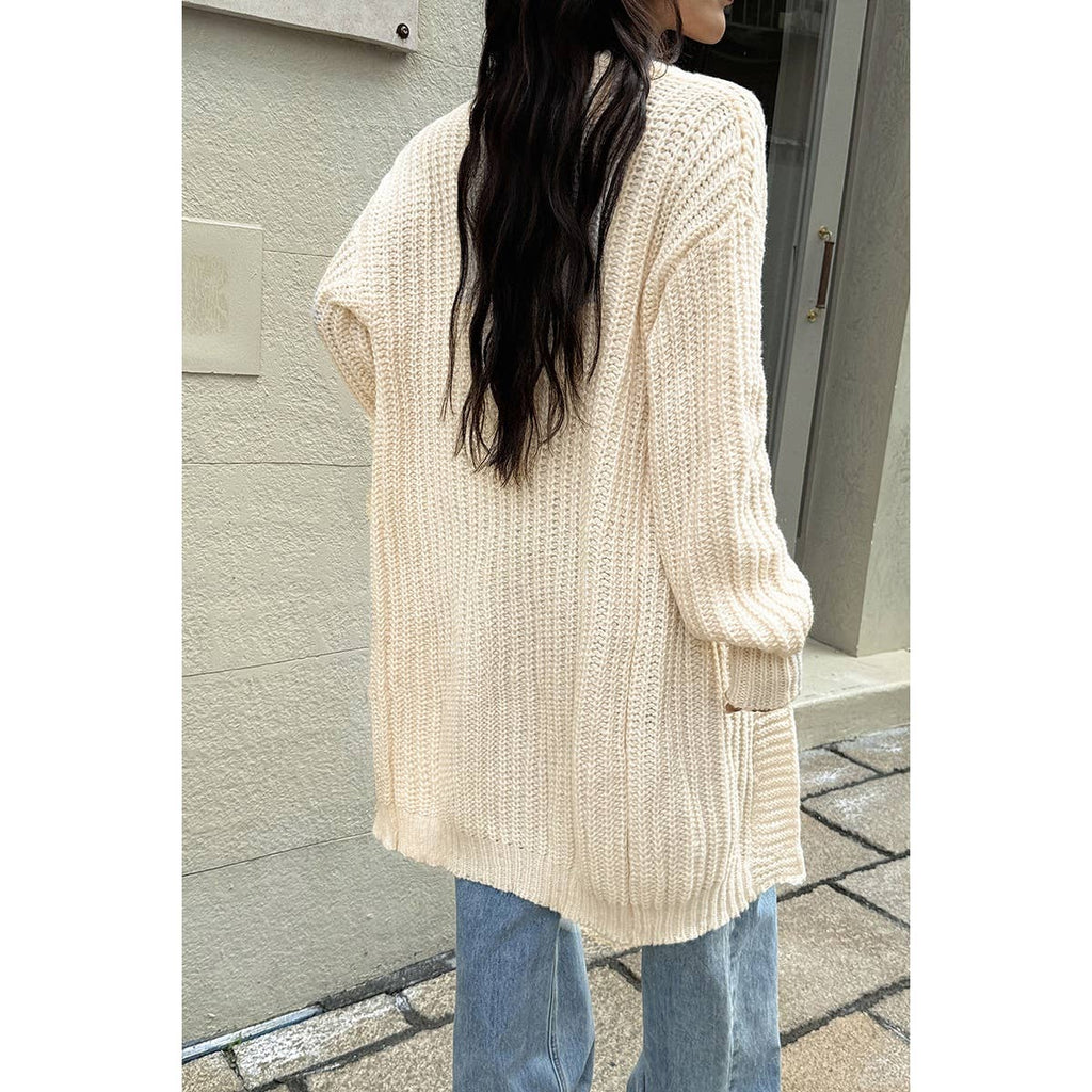 Solid Knitted Loose Long Body Cardigan