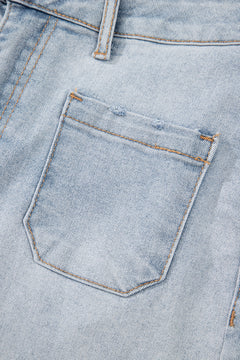 Beau Blue Light Wash High Rise Denim Shorts