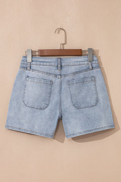 Beau Blue Light Wash High Rise Denim Shorts